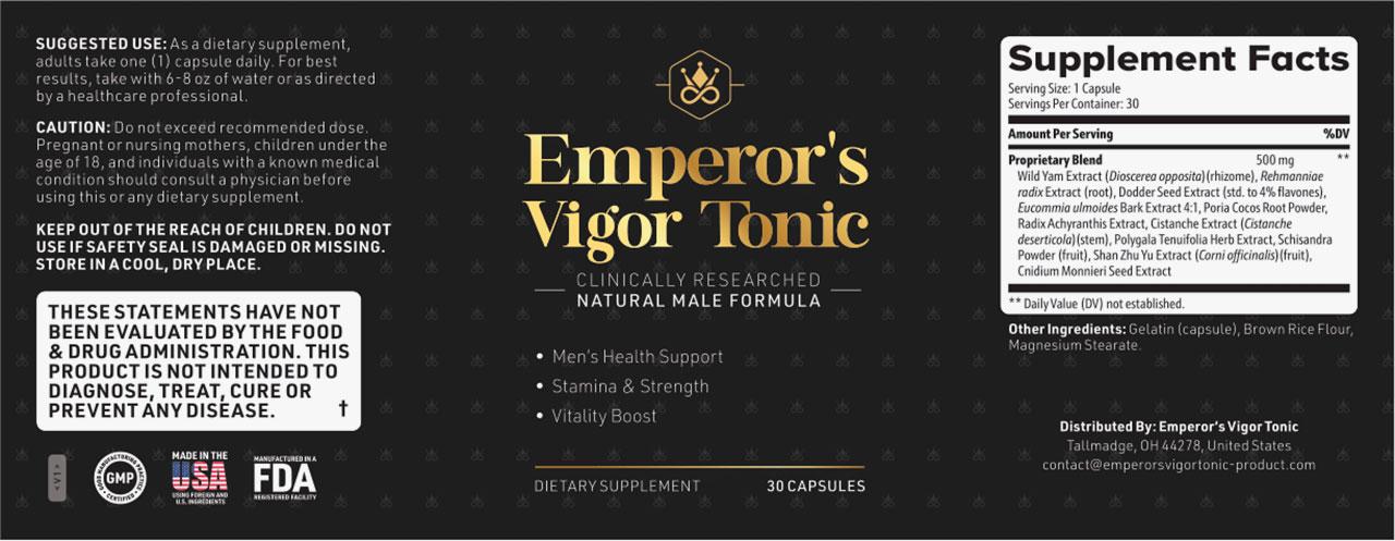 Emperor’s Vigor Tonic Supplement Facts